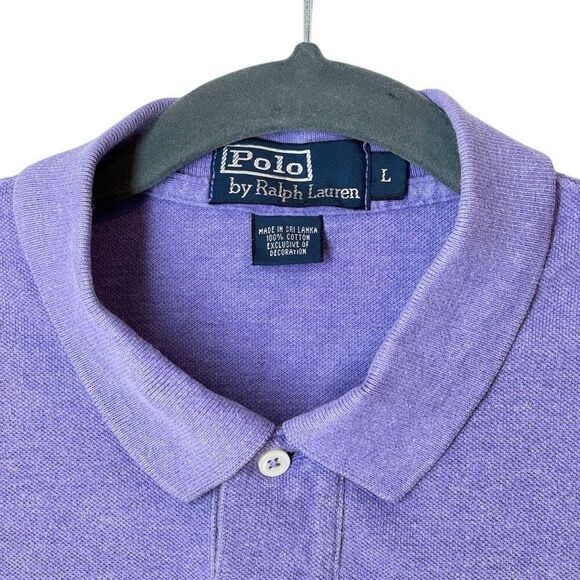 Bundle 2 Polo Ralph Lauren Polo Shirts Pique Cotton Light Pink & Purple L - Picture 9 of 11